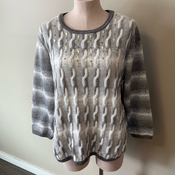 ALFRED DUNNER Cable Knit Sweater with Embellishments - Picture 2 of 8